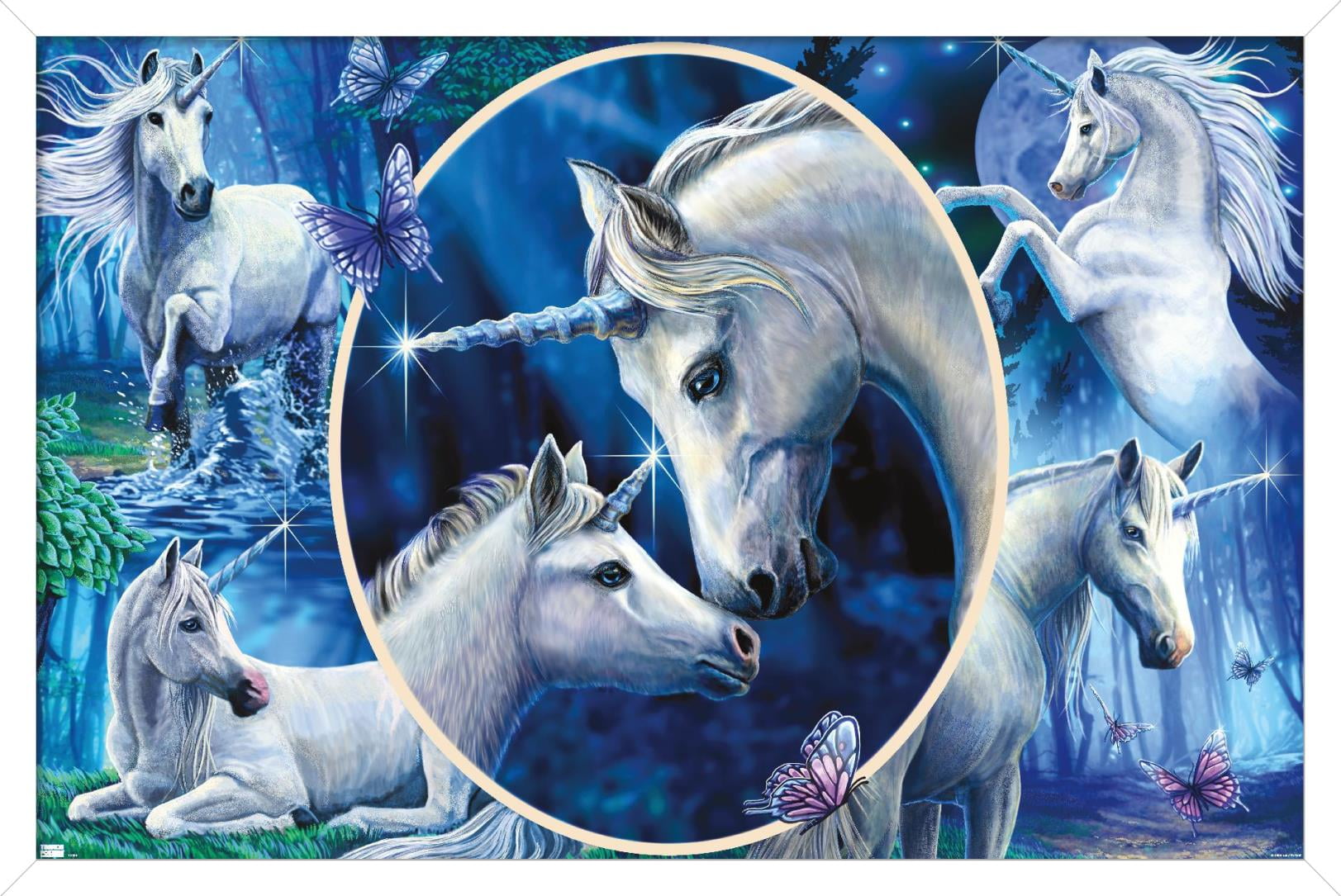 Lisa Parker - Majestic Unicorns Wall Poster, 22.375" x 34", Framed