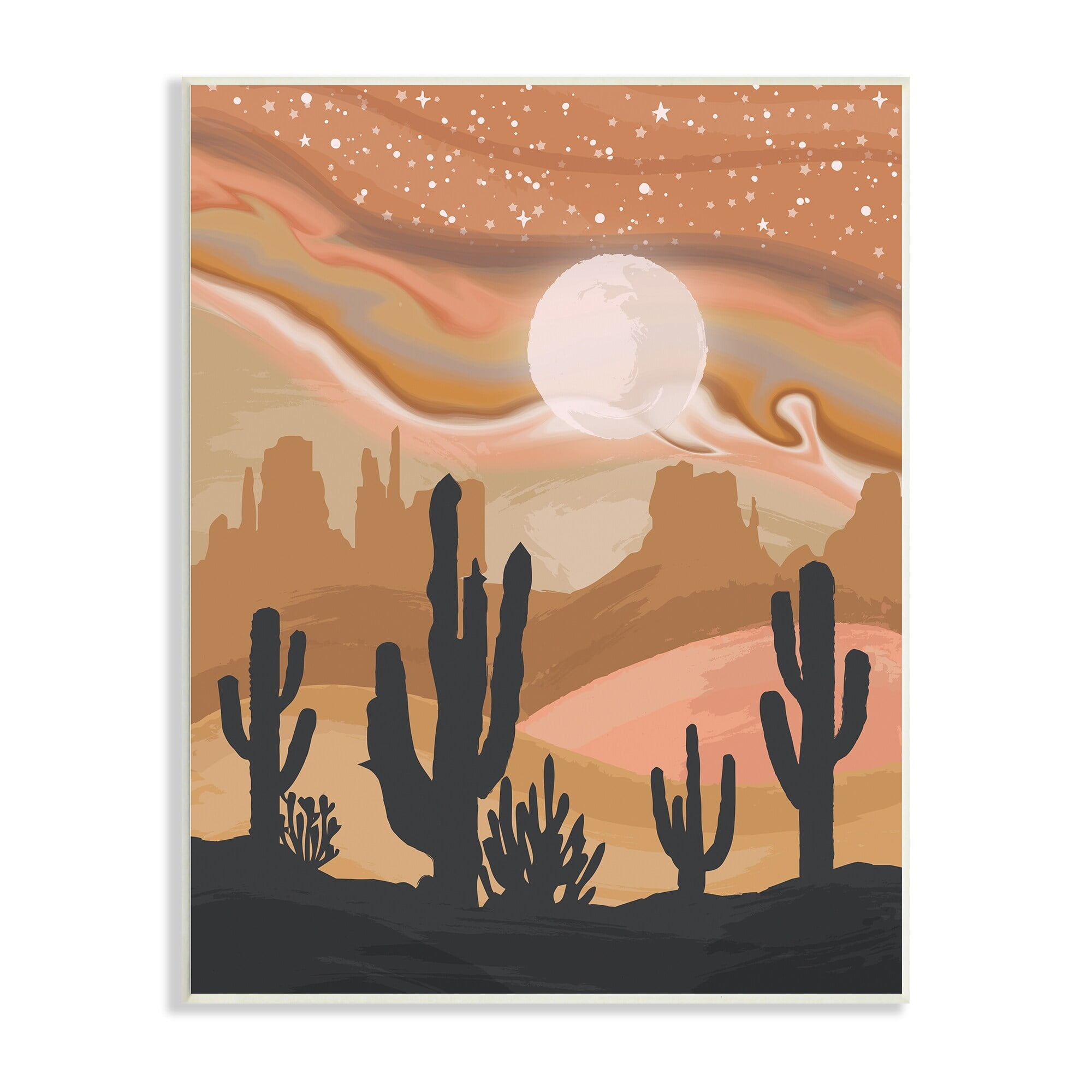 Stupell Industries Cactus Canyon Sandstorm Landscape Lunar Borealis Starry Sky,10 x 15, Design by Lisa Perry Whitebutton