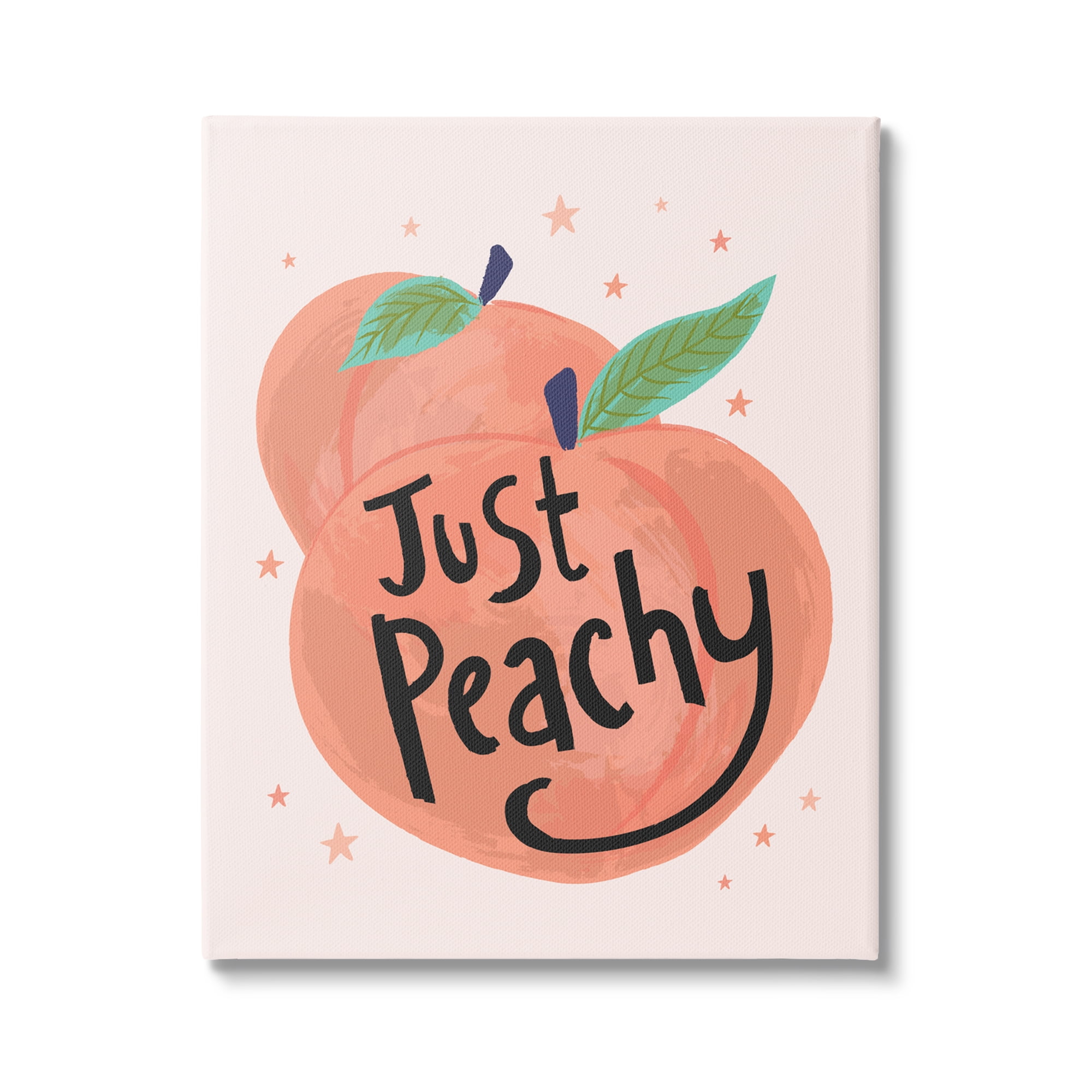Stupell Industries Just Peachy Ripe Fruit Illustration Sparkling Stars Background,36 x 48, Design by Lisa Perry Whitebutton