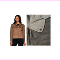 thumbnail image 1 of Lisa Rinna Black Faux Suede and Leather Moto Jacket, Charcoal, Size 16, 1 of 2