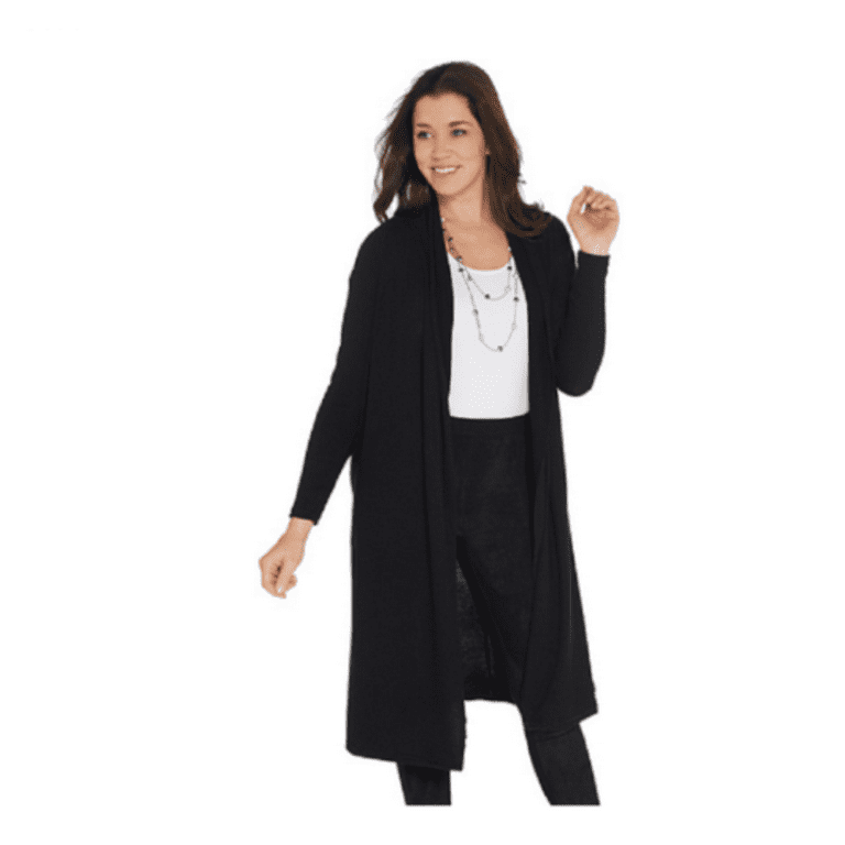 Lisa Rinna Collection Brushed Hacci Cardigan Black 1X