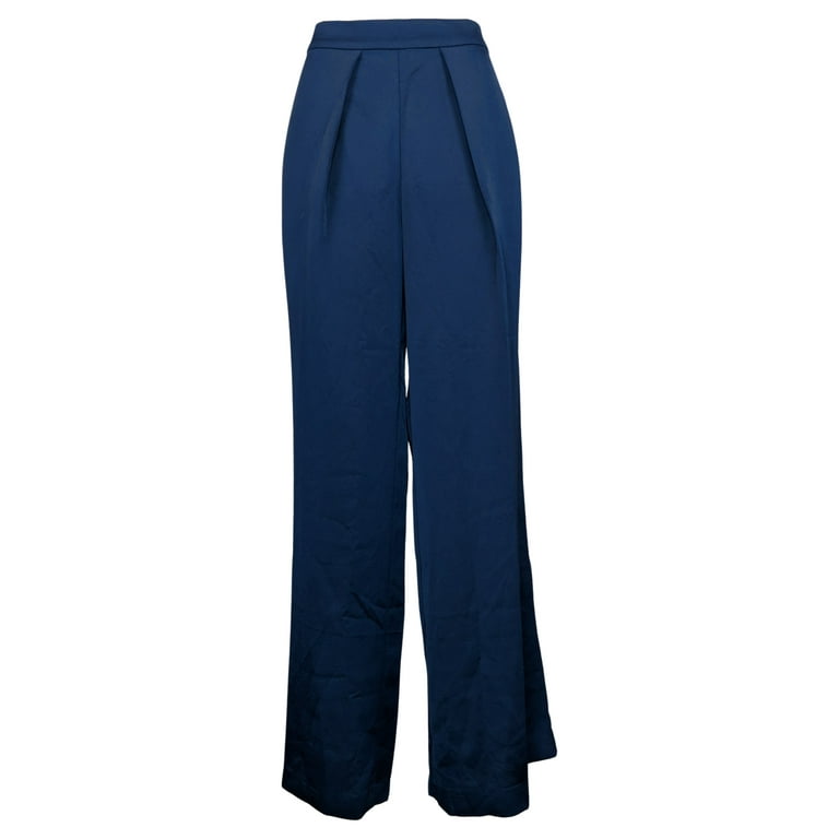 Lisa Rinna Collection Women s Pants Sz 10 Woven Wide Leg Blue A305065 Regular Size