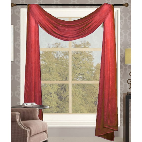 Lisa Sheer Window Scarf, Sheer Voile Swags Drapes Elegant, Light Filtering, Solid Color, Single Window Teatment for Living Room & Events 54 in x 216 in - Burgundy