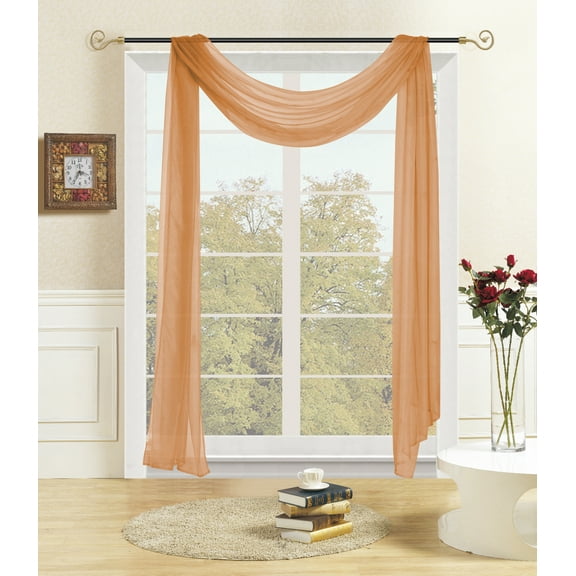 Lisa Sheer Window Scarf, Sheer Voile Swags Drapes Elegant, Light Filtering, Solid Color, Single Window Teatment for Living Room & Events 54 in x 216 in - Terracotta