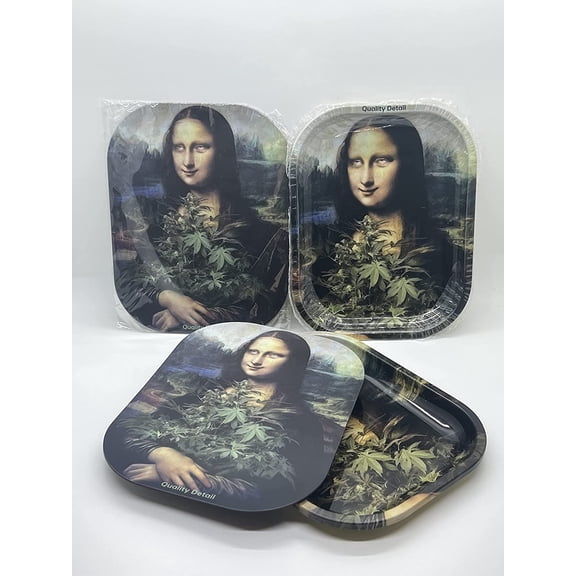 Lisa's Flowers 7x5" Metal Rolling Tray With Magnetic Lid