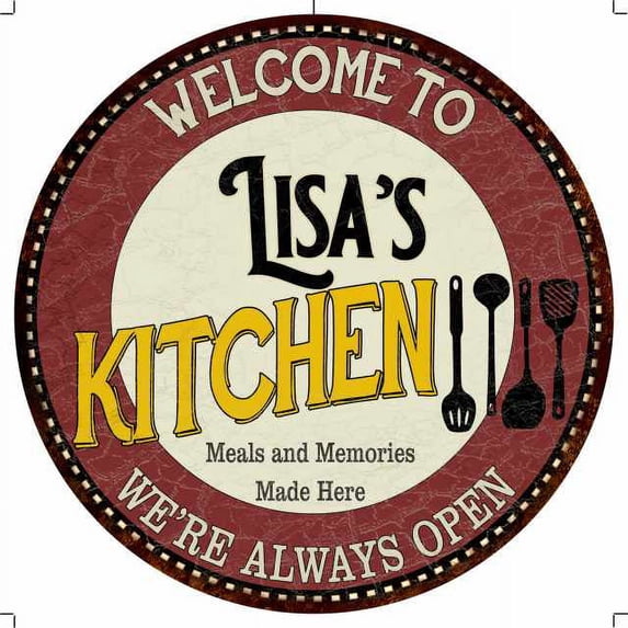 Lisa's Kitchen 14" Round Metal Sign Bar Game Room Wall Decor 100140040013