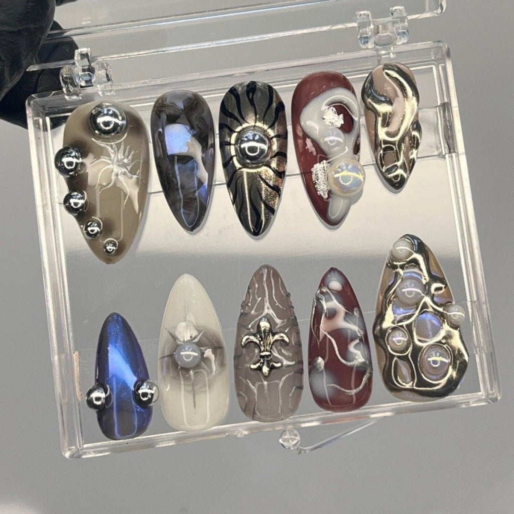 LisaNailsArt Eldritch Acrylic Press-On Nails, 10 Nails, Short Square, S ...