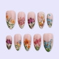 LisaNailsArt Spring Portrait Acrylic Press-On Nails, 10 Nails, Oval, L ...