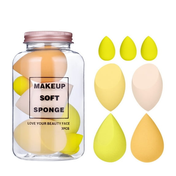 Lisade 7 Pcs Multi-Color Makeup Sponge Set, Foundation Blending Beauty Sponge Blender for Liquid Cream Powder Gift for Girl