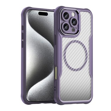 Lisade Magnetic Case for iPhone 16 Pro Max/16 Plus/16Pro/16 for MagSafe Enhanced Camera Protection Translucent Carbon Fibre Slim Shockproof Cover