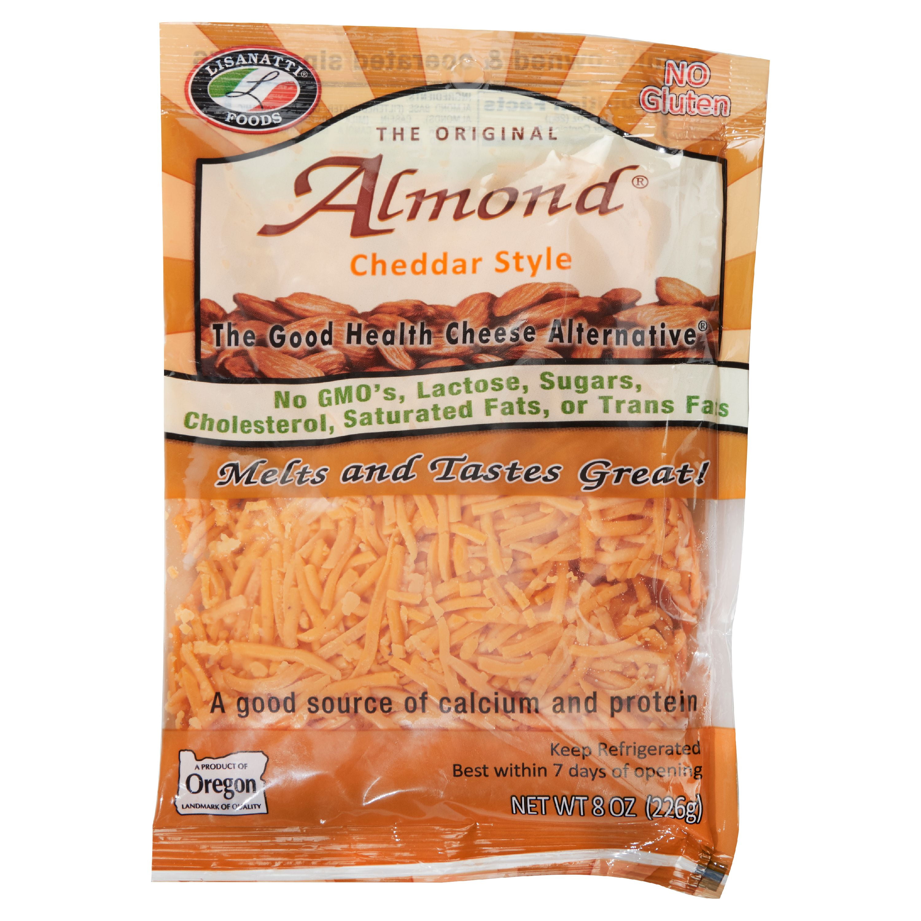 Lisanatti Cheddar Style Almond Shred, 8 Ounce 12 per case.