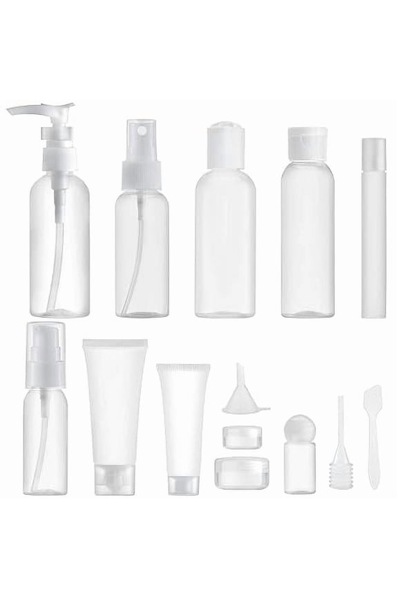 14 Pcs Travel Containers for Toiletries Bottle (Max.100ml) Dispenser Kit, Travel Size Set for Liquid Cosmetic Airplane (Clear)
