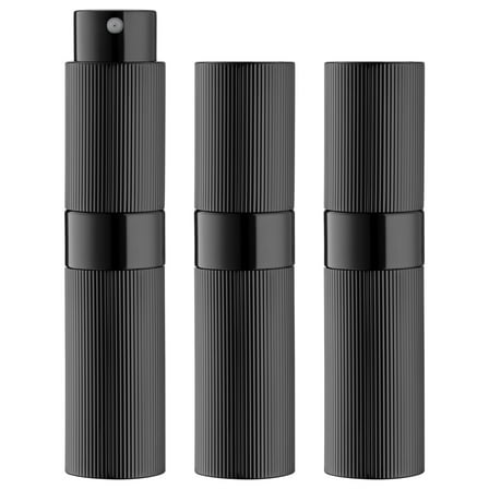 Lisapack 8ML Atomizer Perfume Spray Bottle for Travel (3PCS), Empty Refillable Cologne Dispenser, Portable Sprayer (Stripe Black)