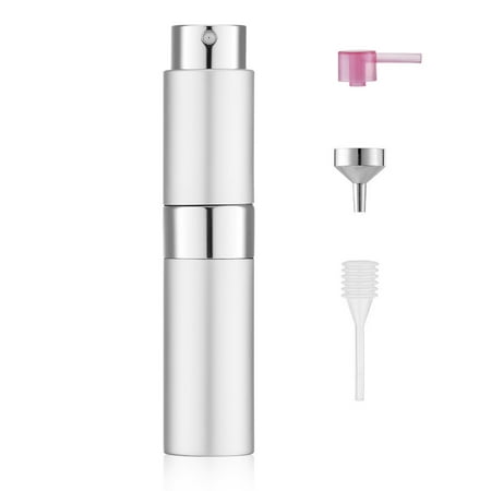 Lisapack 8ML Atomizer Perfume Spray Bottle for Travel, Empty Refillable Cologne Dispenser, Portable Sprayer (Silver)