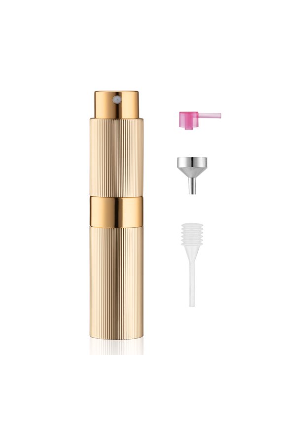 8ML Atomizer Perfume Spray Bottle for Travel, Empty Refillable Cologne Dispenser, Portable Sprayer (Stripe Gold)