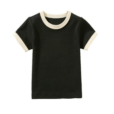 Lisbinx Clearance Items toddler Kids Boys Girls Fashion Comfortable Solid Color Round Neck Short Sleeve top