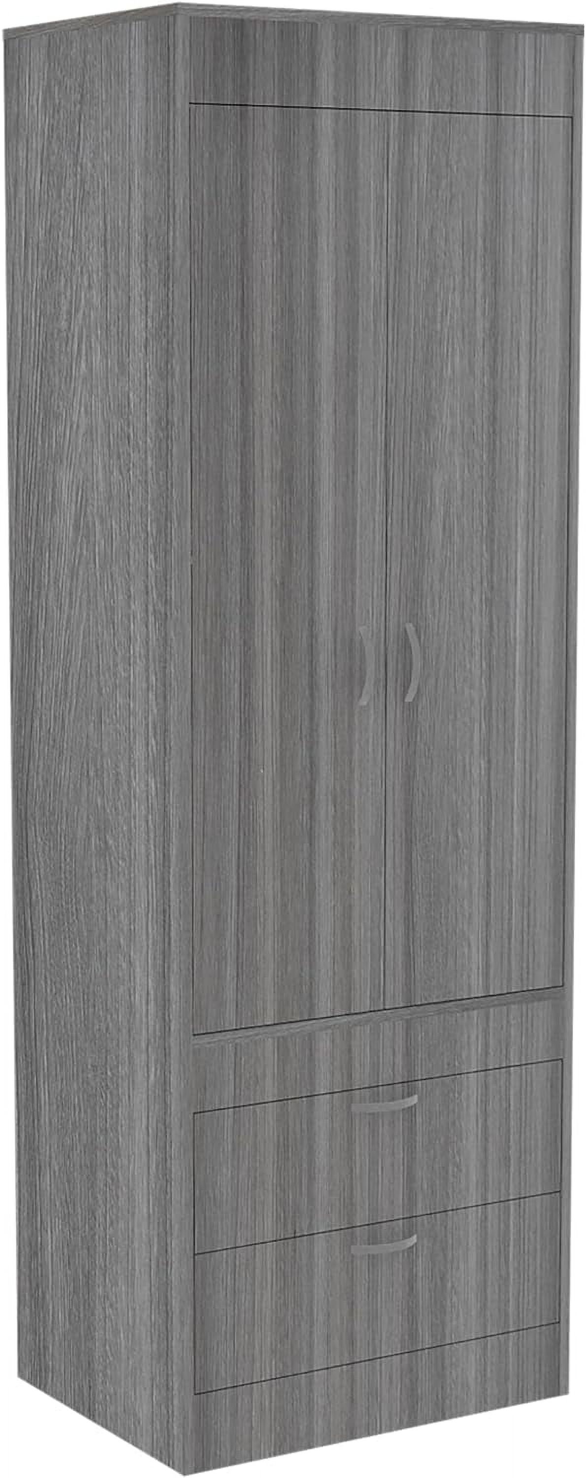 Lisboa Armoire, Rod, Double Door, Two Drawers, Metal Handles Light