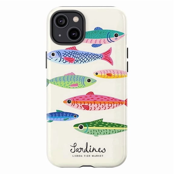 Lisboa Sardines Phone Case, Portugal Fish Market Colorful Tinned Fish Aesthetic Mediterranean Summer Cover for iPhone 17 16 15 14 13 12 11 Plus Pro Max Mini