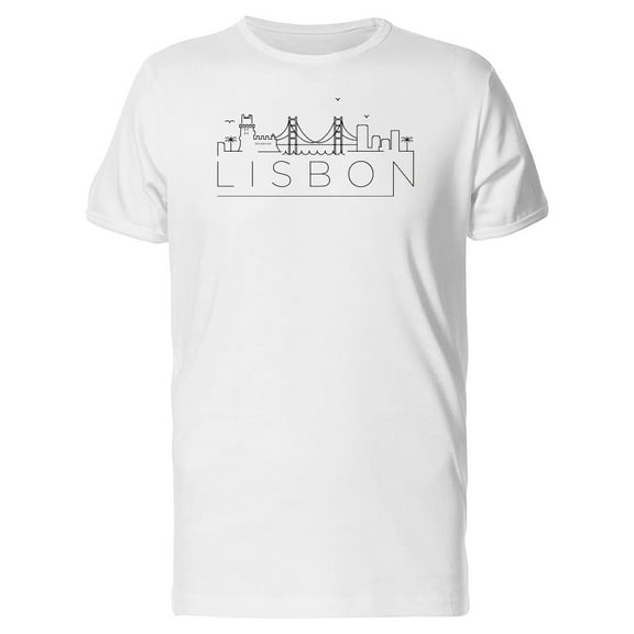 Lisbon Bridge Doodles T-Shirt Men -Image by Shutterstock, Male Small