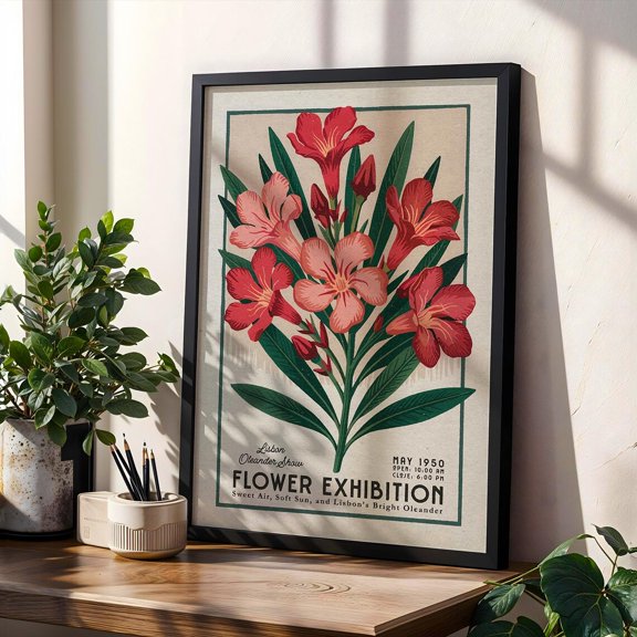 Lisbon Flower Market Oleander Print, Unframed Paper Poster 8x10in