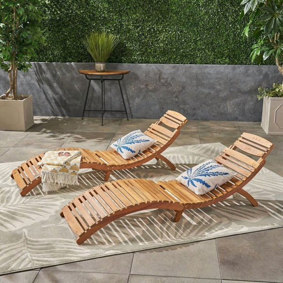 Lisbon Outdoor Folding Chaise Lounge Chair (Set of 2)