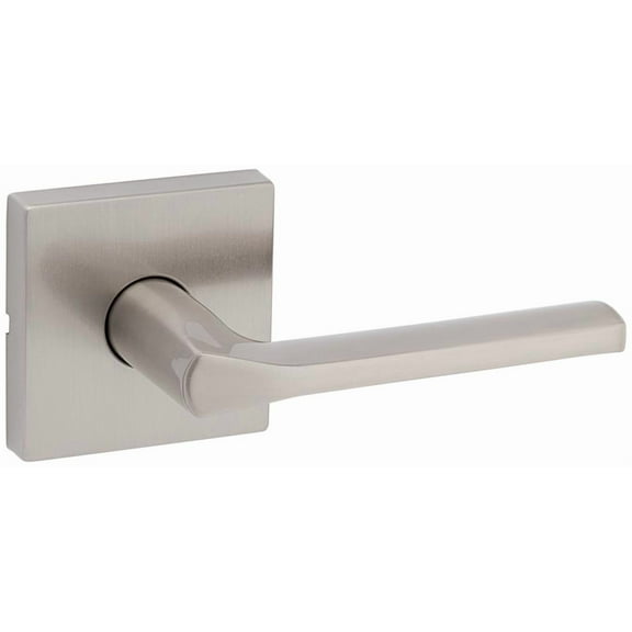 Lisbon Passage Lever with Square Rose in Satin Nickel