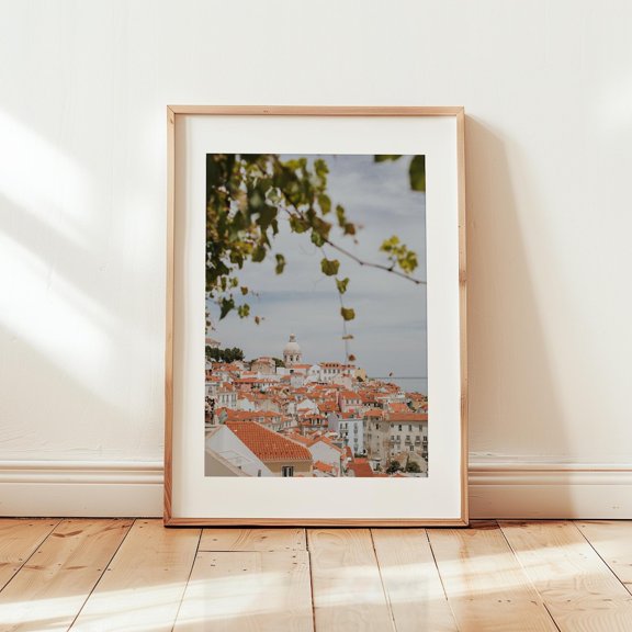 Lisbon Portugal Rooftop Cityscape Travel Decor Wall Art Unframed Paper Print