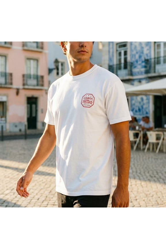 Lisbon Portugal Sardine Stamp Tee, Vintage Travel Shirt