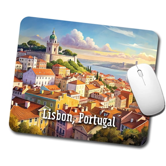 Lisbon, Portugal Travel City Country Stamp Mouse Pad Low Profile Gaming Mat