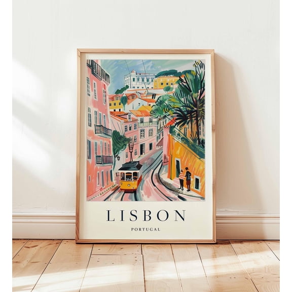 Lisbon Portugal Vibrant European City Travel Poster, Poster Only