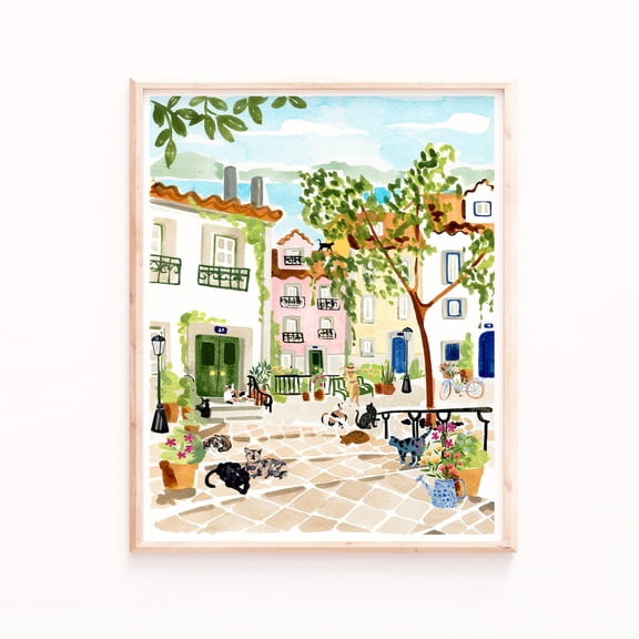 Lisbon Travel Art Print, Orange Rooftops, Ocean View (Various Sizes) Poster Art Print Home Decor, Unframed Poster Size 8x12 F03.1.20l562