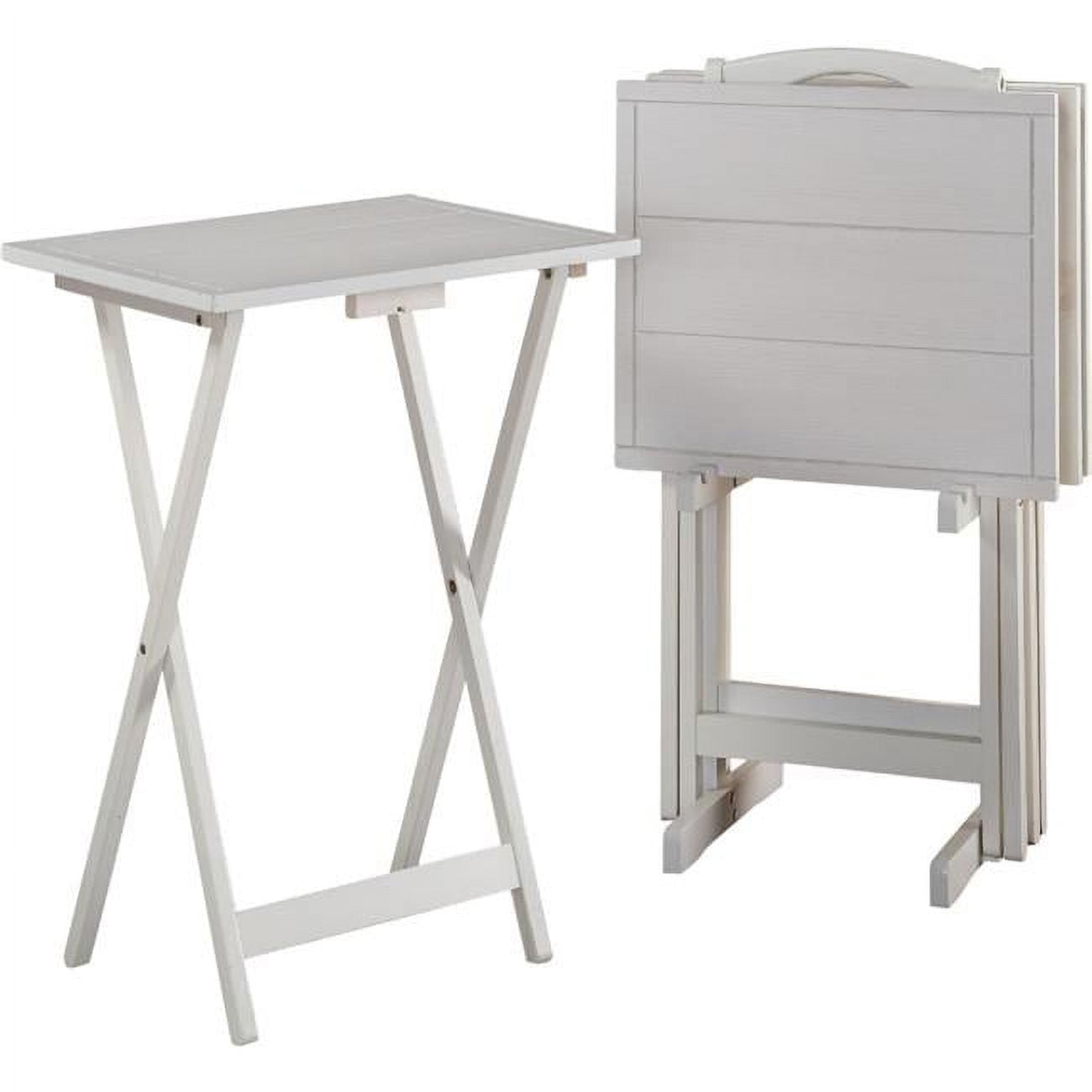 Acacia Wood Square Folding Tray Table Set in Gray Wash