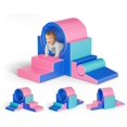 thumbnail image 1 of Lischwert Foam Climbing Blocks for Toddlers 1-3, 5pcs Soft Play Set with Tunnel Crawling Exploration Toys - Indoor Infant Safe Blocks for Baby Gym & Toddler Playground (Pink Blue), 1 of 8