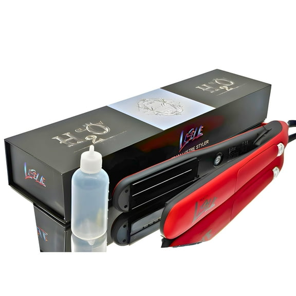 Liselle Beauty Products H2GLOW Steam Flat Iron  Travel Steam Hair Straightener, Curler & Styler w/ Tourmaline Ceramic Plates  Fast Adjustable Heat up to 450F