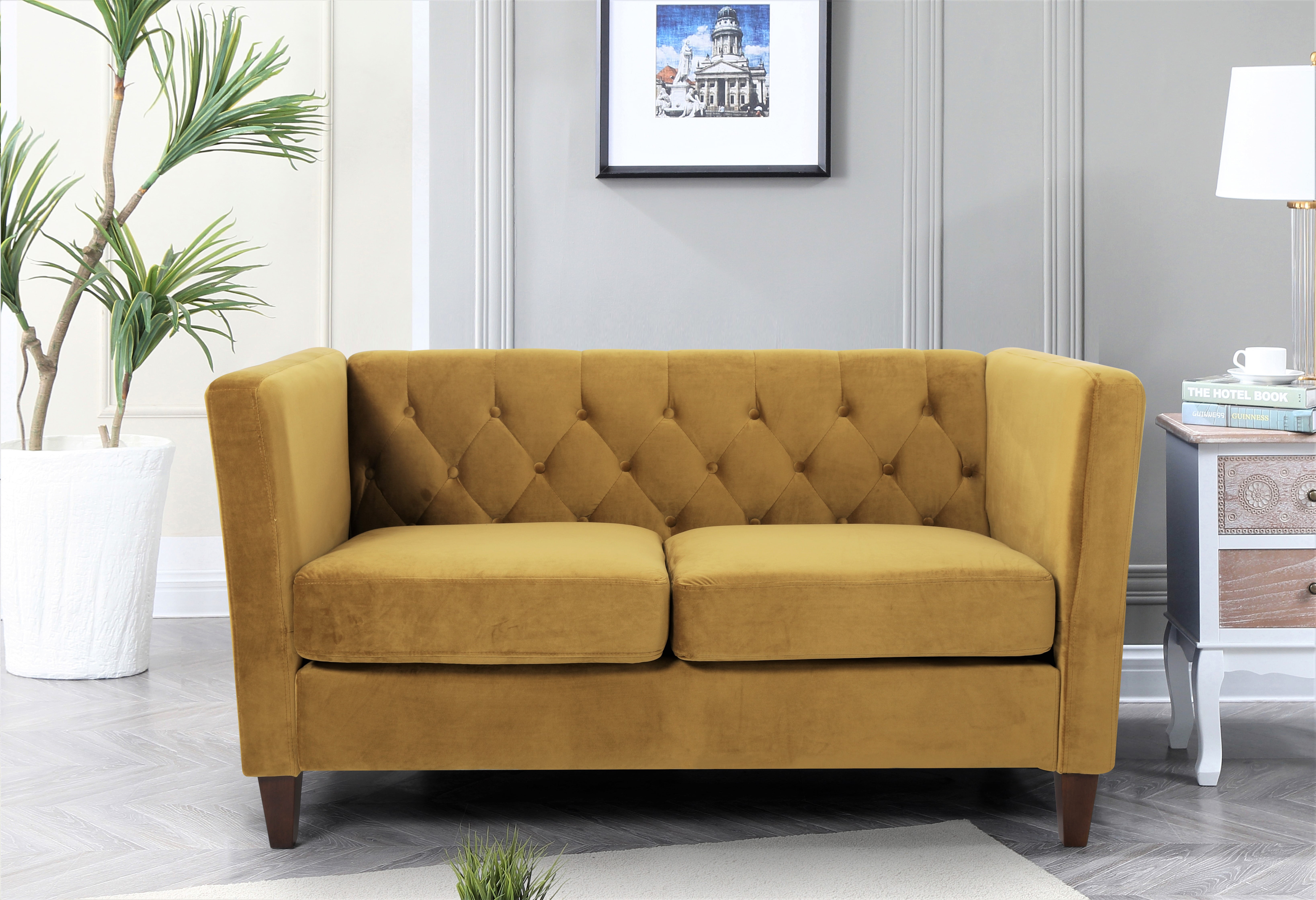 Lisette 56.7'' Velvet Square Arm Loveseat