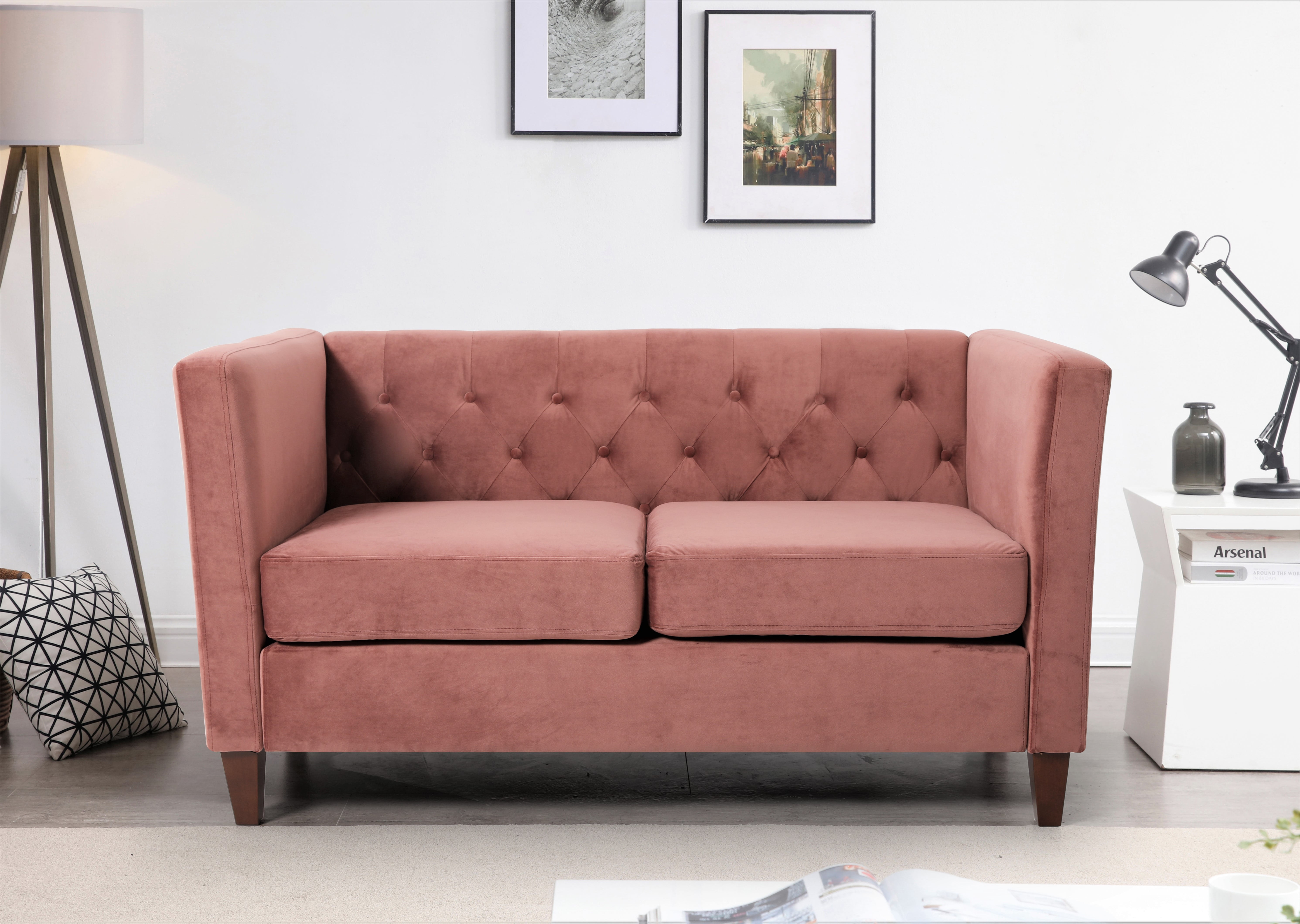 Lisette 56.7'' Velvet Square Arm Loveseat