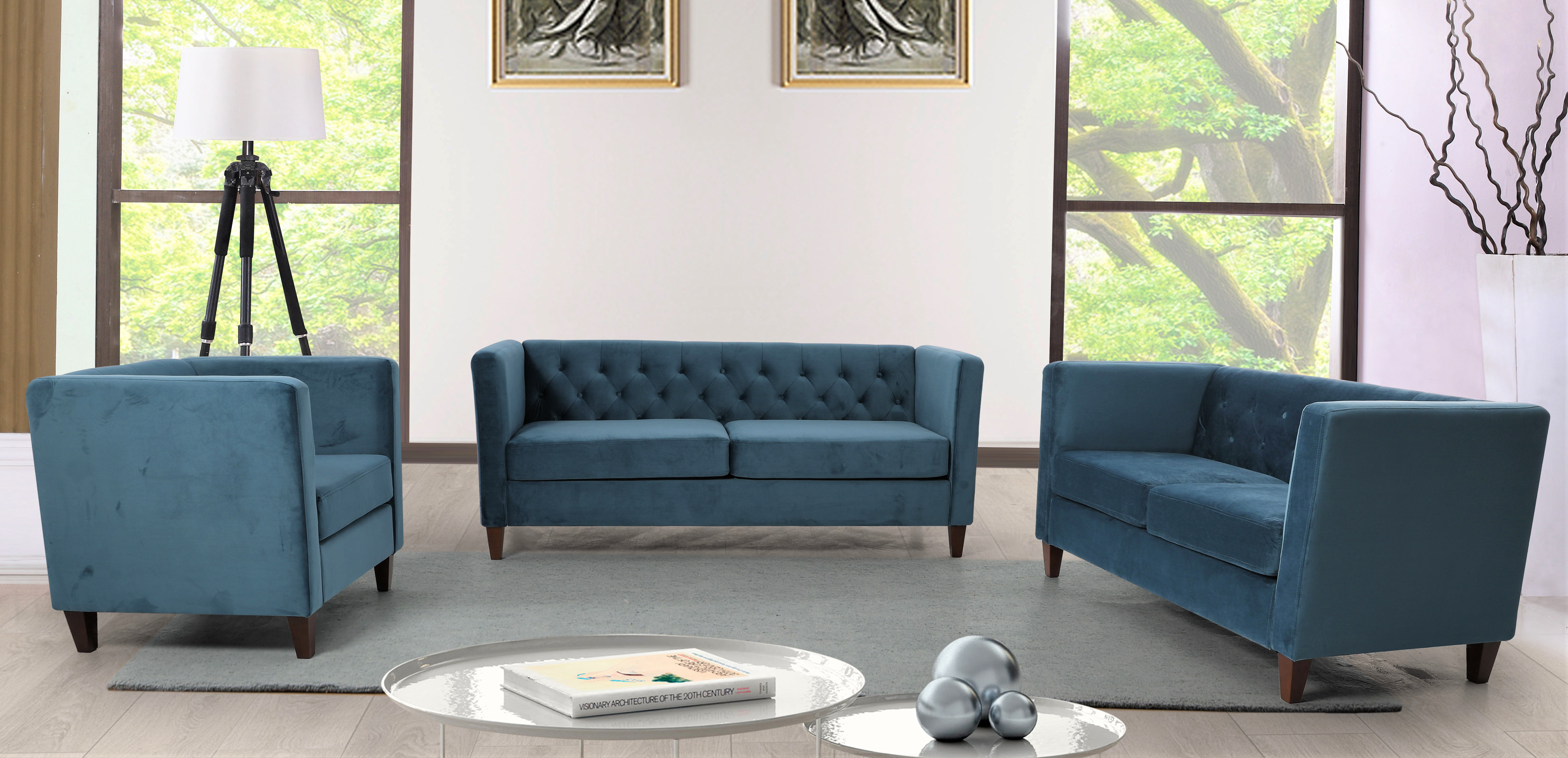 Lisette Velvet 3PCS Living Room Set