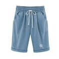 thumbnail image 1 of Lisgai Summer Shorts for Women Bermuda Plus Size Cotton Linen Bermuda Shorts Wide Leg Solid Color Loose Beach Shorts with Pockets, 1 of 3