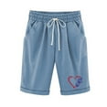 thumbnail image 1 of Lisgai Women Summer Cotton Linen Shorts Knee Length High Waisted Bermuda Shorts Drawstring Elastic Waist Sports Lounge Pant with Pockets, 1 of 6