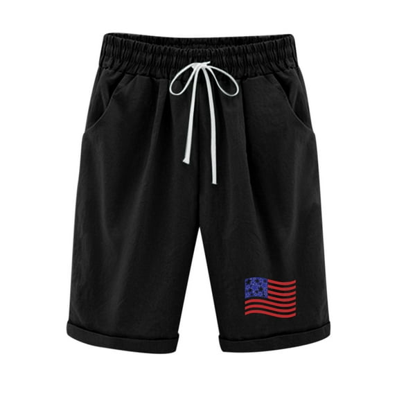 Lisgai Women's Elastic Waist Knee Length Casual Cotton Bermuda Shorts with Drawstring,Shorts for Women Heart Print Summer Lounge Jersey Shorts