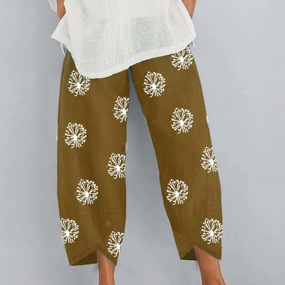 Lisgai Women's Linen Capri Pants,Capri Pants for Women Cotton Linen Wide Leg Capris Casual Summer Cropped Pants