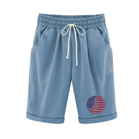 Lisgai Womens Plus Size Bermuda Shorts ButterflyPrint Summer Sweat Shorts with Deep Pockets Linen Cotton Shorts for Women Gym Workout