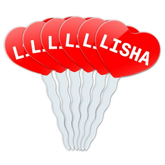 Lisha Heart Love Cupcake Picks Toppers - Set of 6