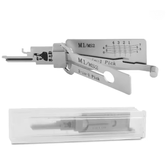 Lishi 2-in-1 Key Reader & Alignment Tool, Stainless Steel, Compatible with KW1/KW5/SC1/SC4/AM5/MI/MS2 Keyways