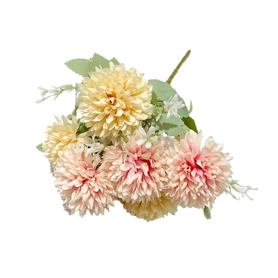 Lisho Artificial Fall Flowers,Fake Mums Silk Chrysanthemums Bouquet Faux Floral Arrangement for Home Decor Outdoors Indoor Table Wedding Autumn Decoration,1PC