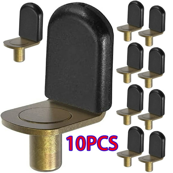 Lishuaiier 10PCS Shelf Support Pegs, L-Shaped Metal Cabinet Shelf Clips, Plated Cabinet Closet Shelf Pins 6mm (1/4 Inch) for Kitchen Bookcase Shelf Furniture Support