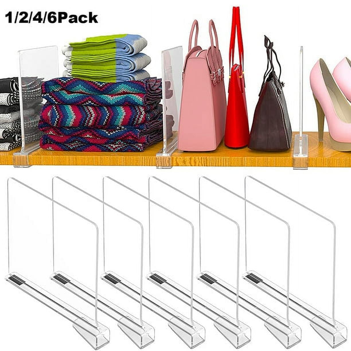 Lishuaiier Acrylic Shelf Dividers, 1 Pack Clear Shelf Divider for Closets, Plastic Shelve Divider for Clothes Purses Separators, Shelves Organizer for