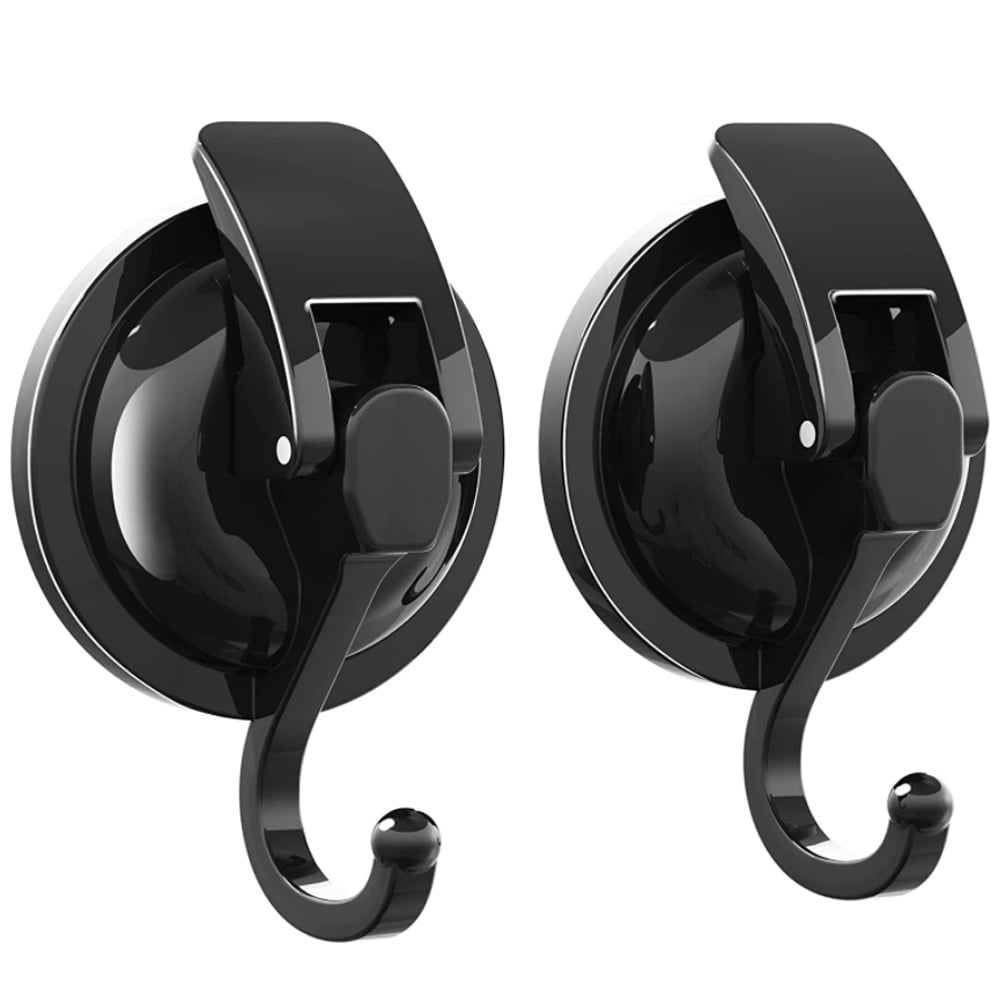 DGYB Suction Cup Hooks for Shower Set of 2 Towel Hooks for Bathrooms Sus 304 Stainless Steel Matte Black Shower Hooks for Loofah 15 lb Bathroom