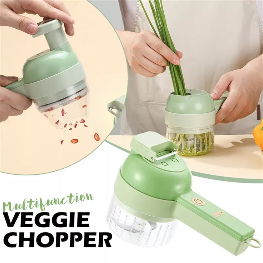 Lishuaiier 4 in 1 Handheld Electric Vegetable Chopper Set, Vegetable Cutter, Garlic Slicer, Electric Food Processor for Garlic, Pepper, Chili, Onion