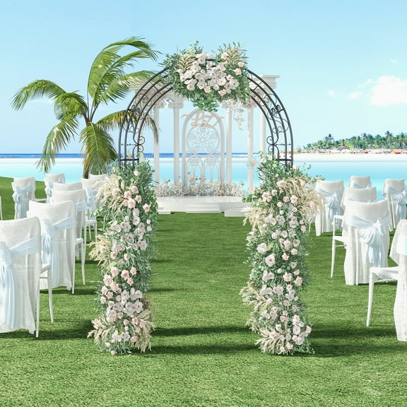 Lisicues Garden Arch Arbor Trellis, Wedding Arch Frame with Butterfly Pattern, Metal Trellis for Lawn, Patio and Backyard, Black